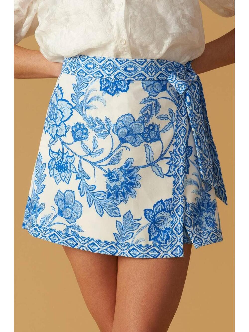 Blue Garden Wrap Skort